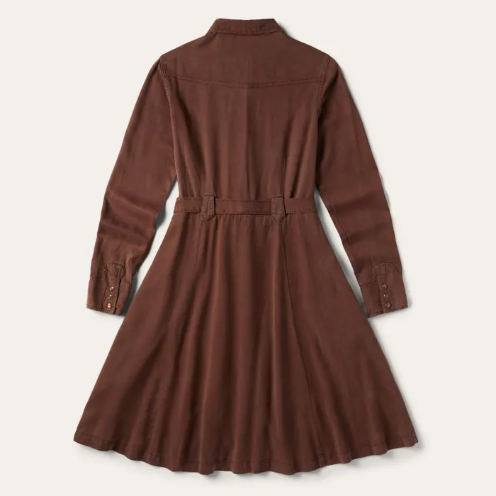 Tobacco Tencel Western Dress Brown Women Stetson Midi