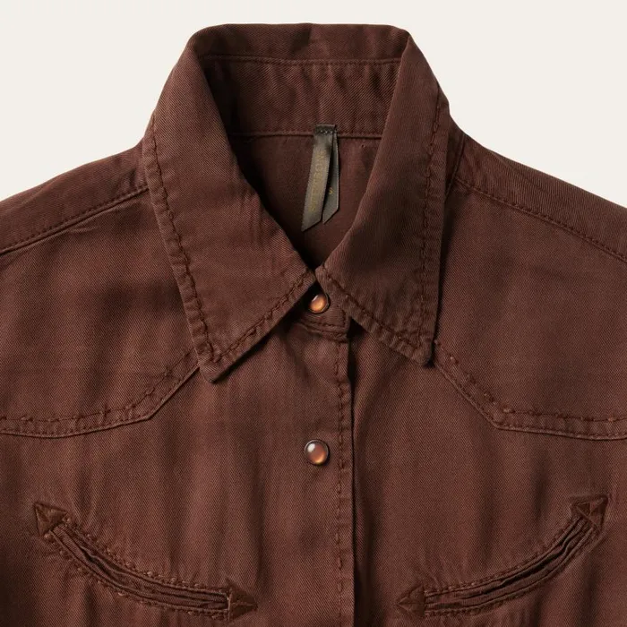 Tobacco Tencel Western Dress Brown Women Stetson Midi