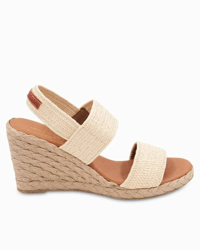 Tommy Bahama Andr Assous Allison Stretch Raffia Wedge Sandals Natural Women Shoes and Sandals