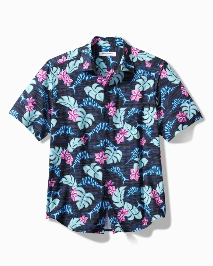 Tommy Bahama Big and Tall Bahama Coast The Marlin Life IslandZone ShortSleeve Shirt Blue Sapphire Big and Tall Shirts