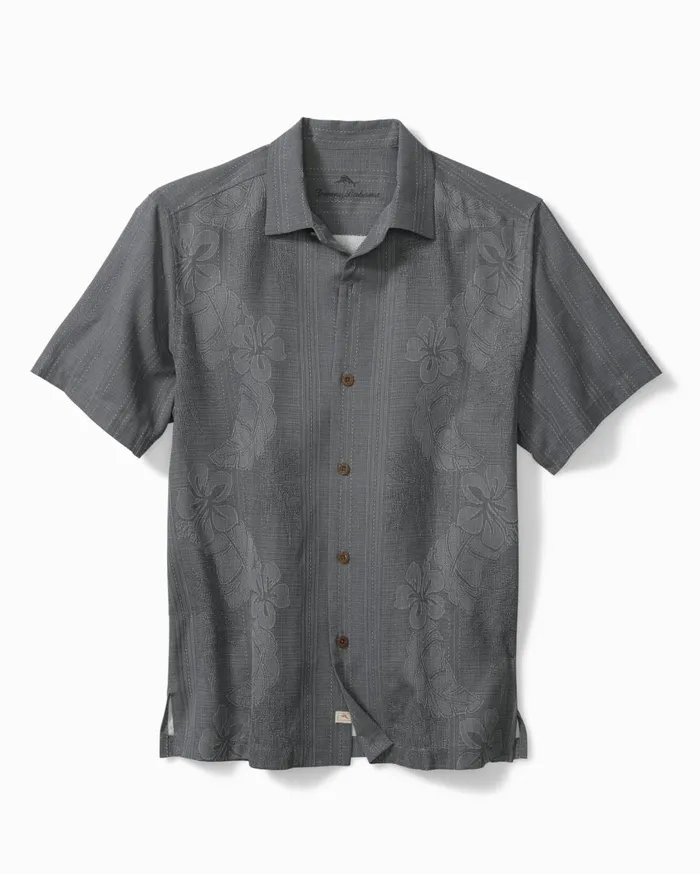 Tommy Bahama Big and Tall Hawaiian Herringbone Camp Shirt Dove Grey Big and Tall Shirts Tommy Bahama Big and Tall Hawaiian Herringbone Camp Shirt Dove Grey Big and Tall Shirts