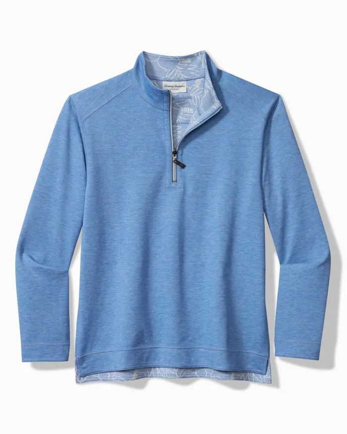 Tommy Bahama Coasta Beach Reversible HalfZip Sweatshirt Palace Blue Hthr Men Sweatshirts