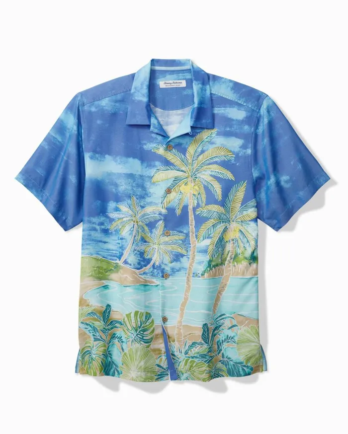 Tommy Bahama Coconut Point Hidden Oasis IslandZone Camp Shirt Summer Aqua Men Shirts