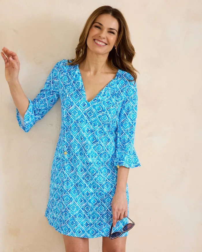 Tommy Bahama Island Cays Shell Beach FlounceSleeve Coverup Dress True Turquoise Women Dresses Tommy Bahama Island Cays Shell Beach FlounceSleeve Coverup Dress True Turquoise Women Dresses