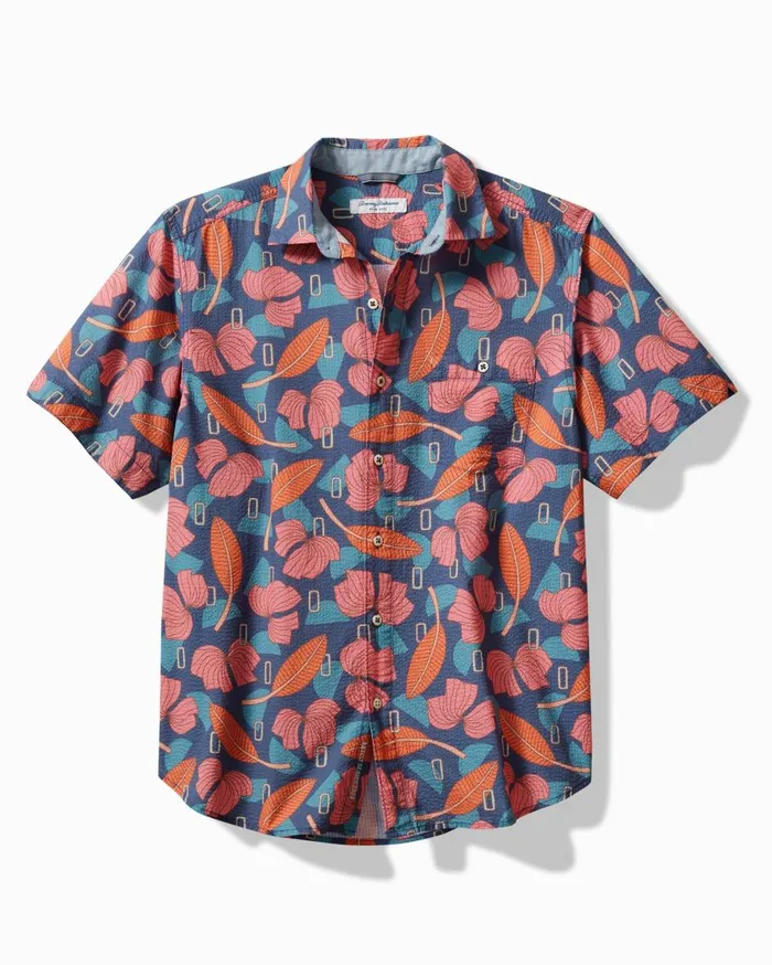 Tommy Bahama Nova Wave Aloha Tropics ShortSleeve Shirt Regal Blue Men Shirts