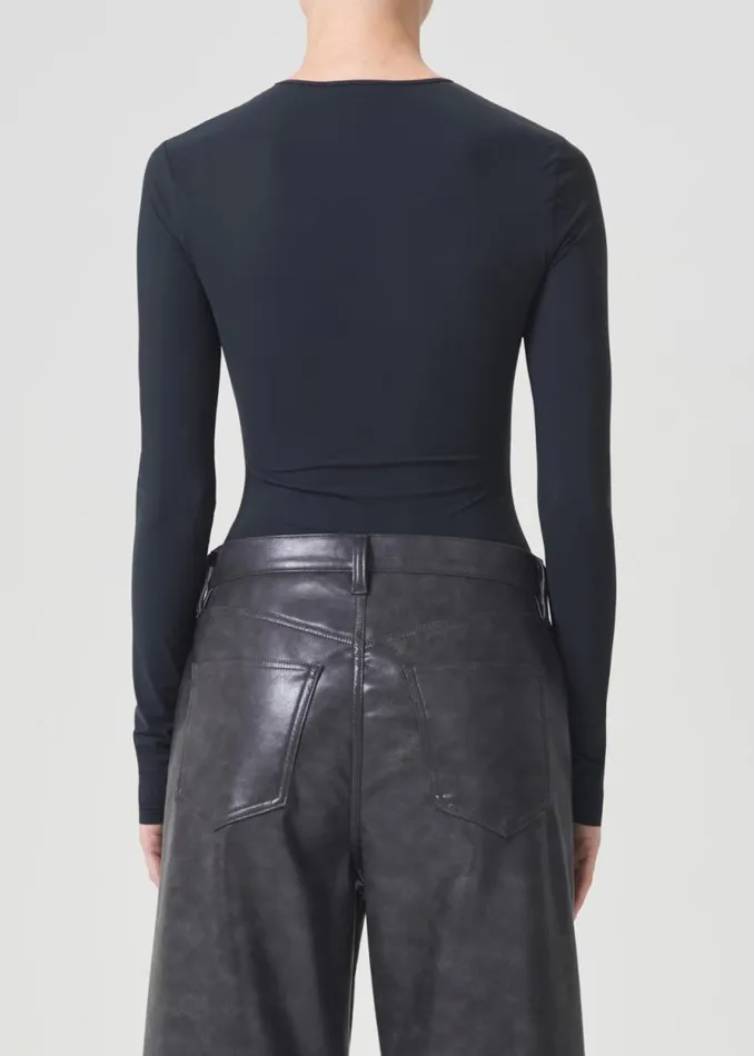 Tops and Bodysuits Women Agolde Aura Long Sleeve Bodysuit In Granite