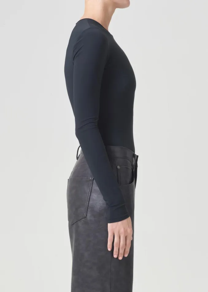 Tops and Bodysuits Women Agolde Aura Long Sleeve Bodysuit In Granite