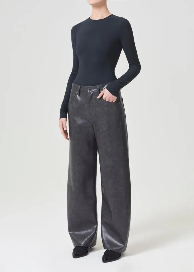 Tops and Bodysuits Women Agolde Aura Long Sleeve Bodysuit In Granite