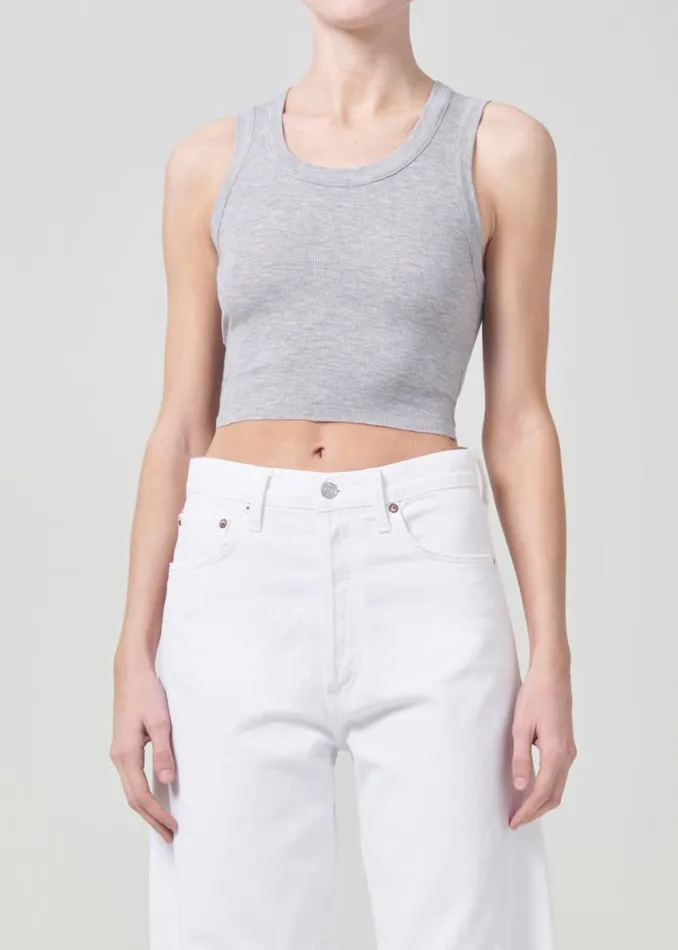 Tops and Bodysuits Women Agolde Cropped Poppy Tank In Grey Heather