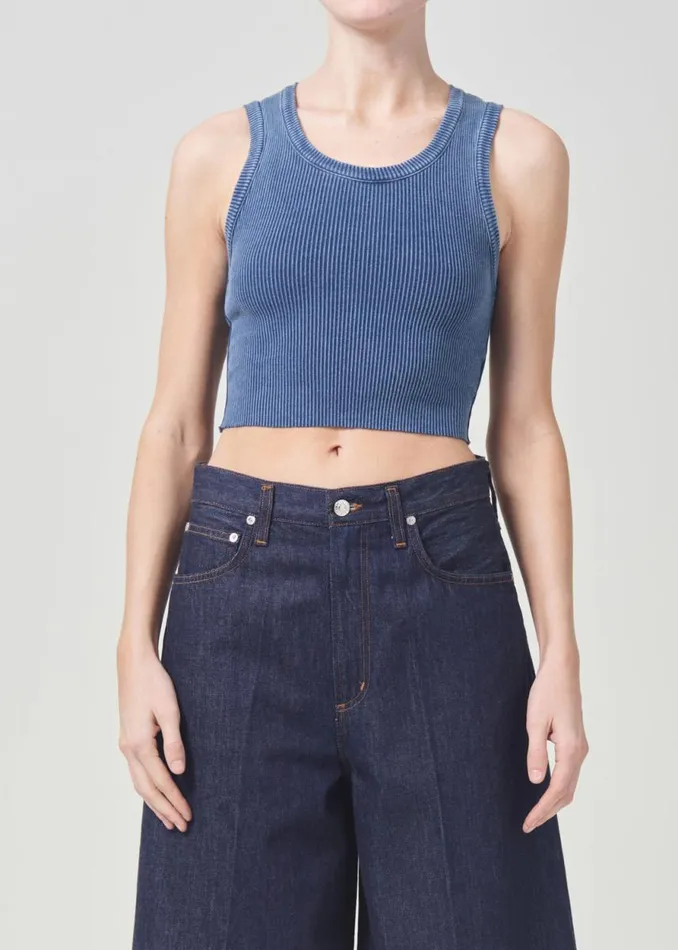 Tops and Bodysuits Women Agolde Cropped Poppy Tank In Indigo