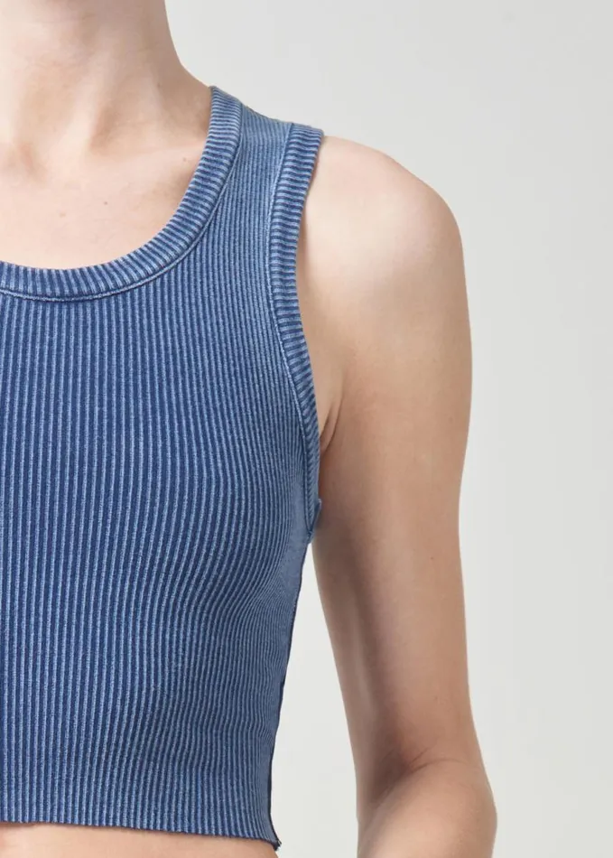 Tops and Bodysuits Women Agolde Cropped Poppy Tank In Indigo