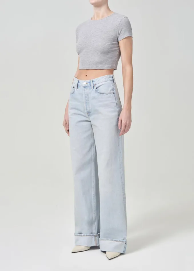 Tops and Bodysuits Women Agolde Savannah Tee In Grey Heather