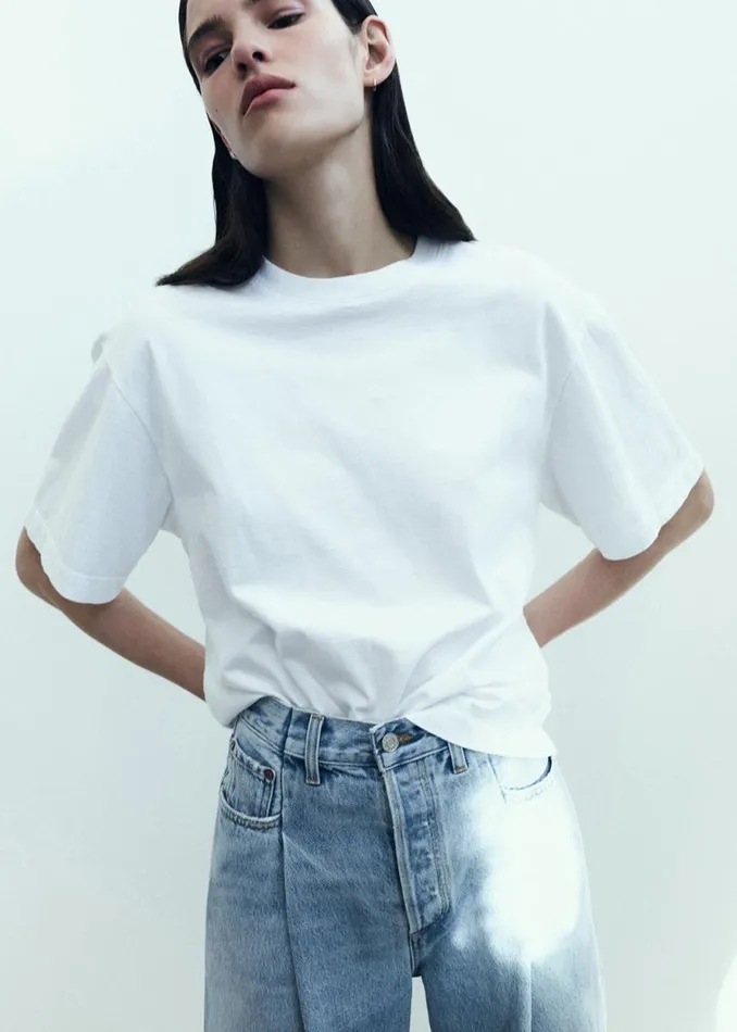 Tops and Bodysuits Women Agolde Sulma Drop Shoulder Tee In White