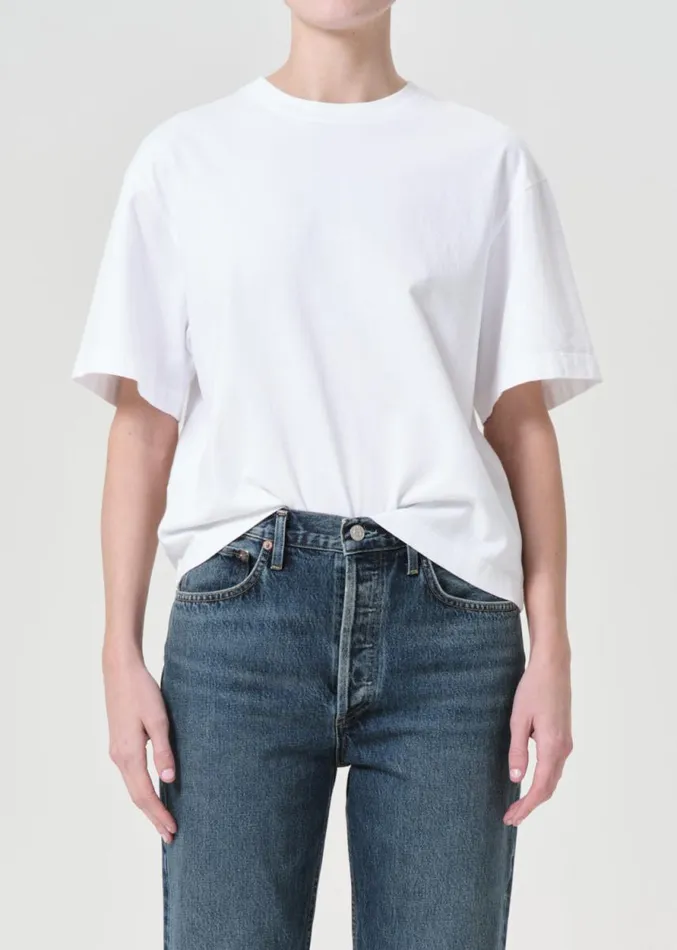 Tops and Bodysuits Women Agolde Sulma Drop Shoulder Tee In White