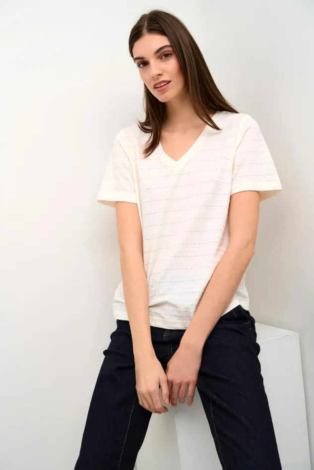 Tops and TShirts Women CULTURE CUtedi Tshirt Spring Gardenia