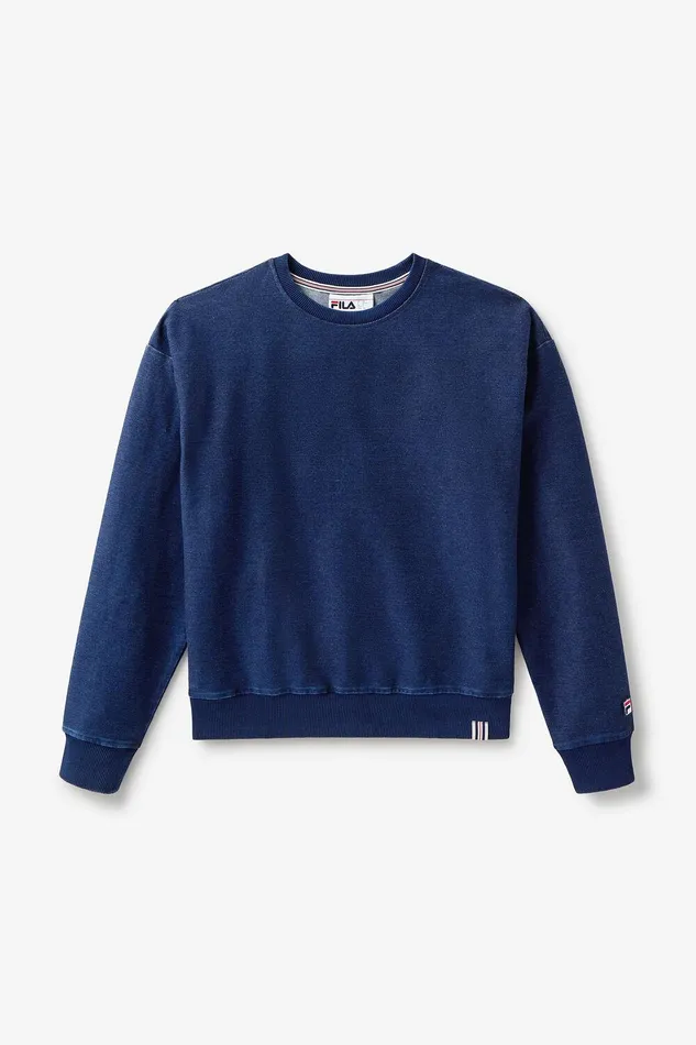 Tops and TShirts Women Fila Denim Crew Neck Top 401 Indigo Blue