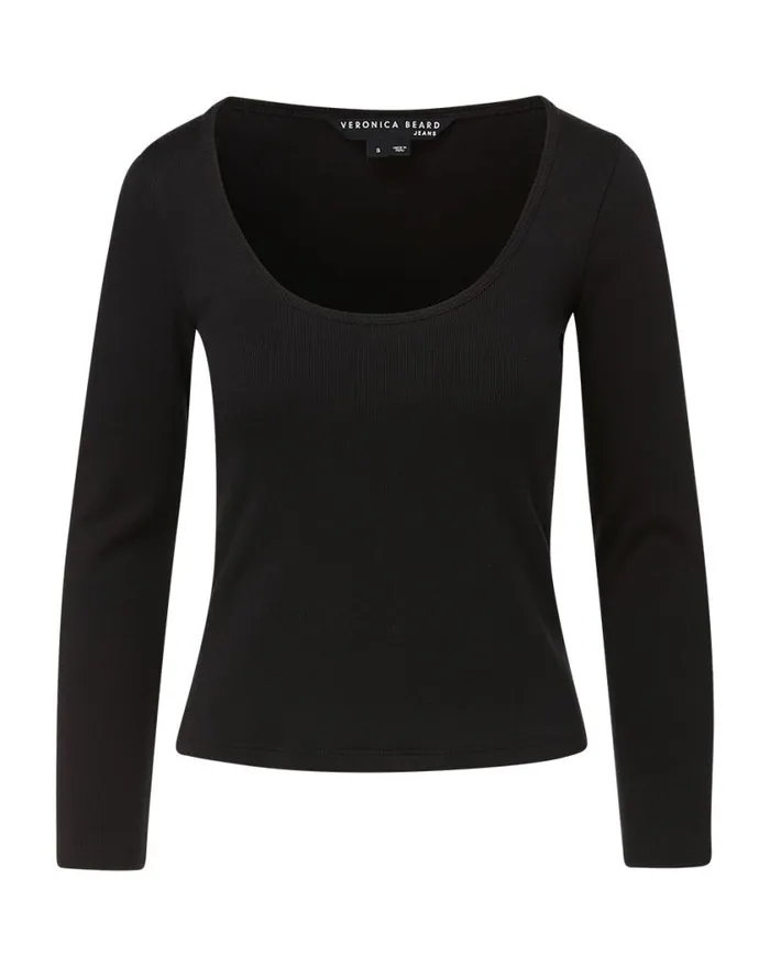 Tops and Tees Shop Veronica Beard Calabra ScoopNeck Top Black
