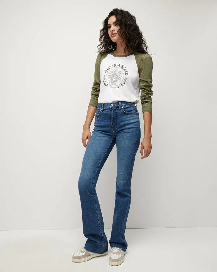 Tops and Tees Shop Veronica Beard Mason Logo Baseball Tee Whitearmy