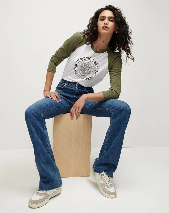 Tops and Tees Shop Veronica Beard Mason Logo Baseball Tee Whitearmy