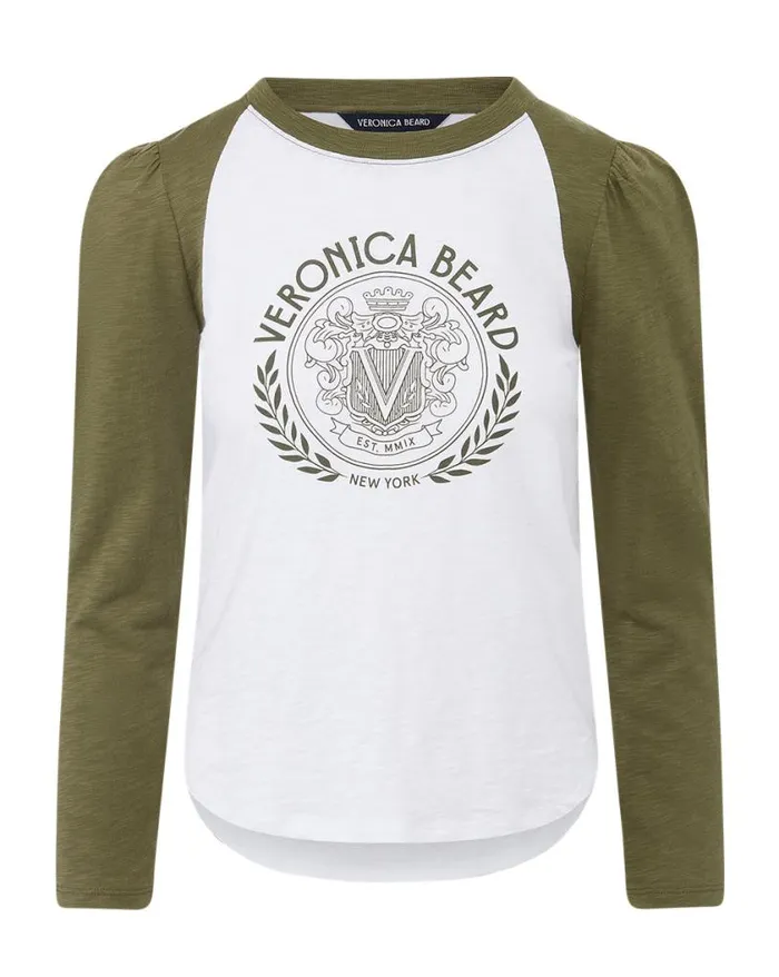 Tops and Tees Shop Veronica Beard Mason Logo Baseball Tee Whitearmy