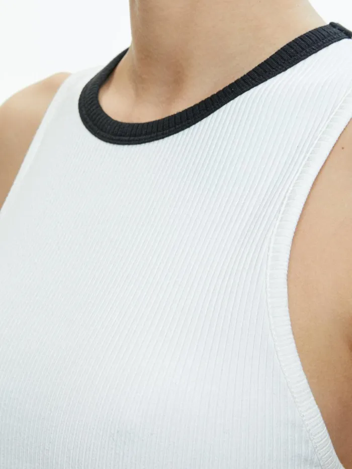 Tops Women Alice Olivia ANDRE FITTED CROPPED TANK Off Whiteblack