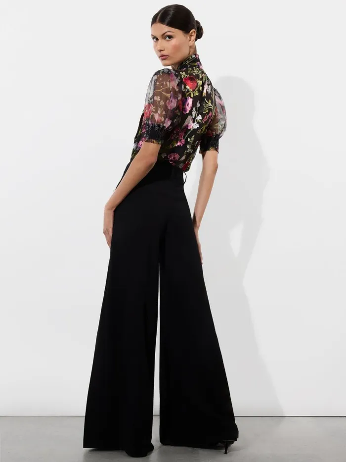 Tops Women Alice Olivia BRENTLEY TIE NECK PUFF SLEEVE BLOUSE Floral Dreams