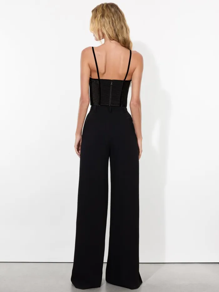 Tops Women Alice Olivia DENNA VELVET CORSET CROPPED TOP Black