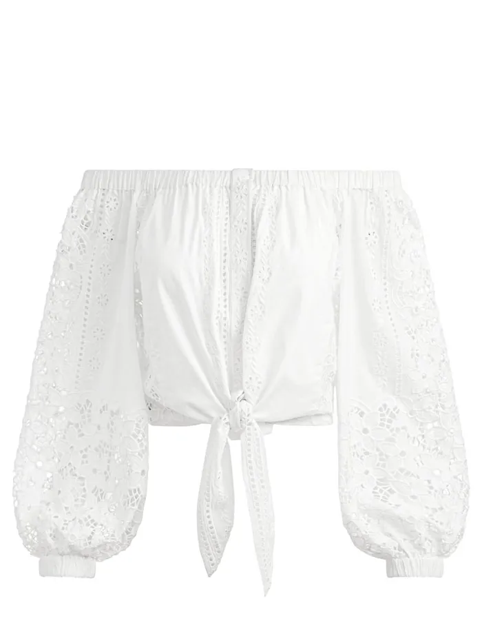 Tops Women Alice Olivia IVY OFF THE SHOULDER CROPPED TOP Off White