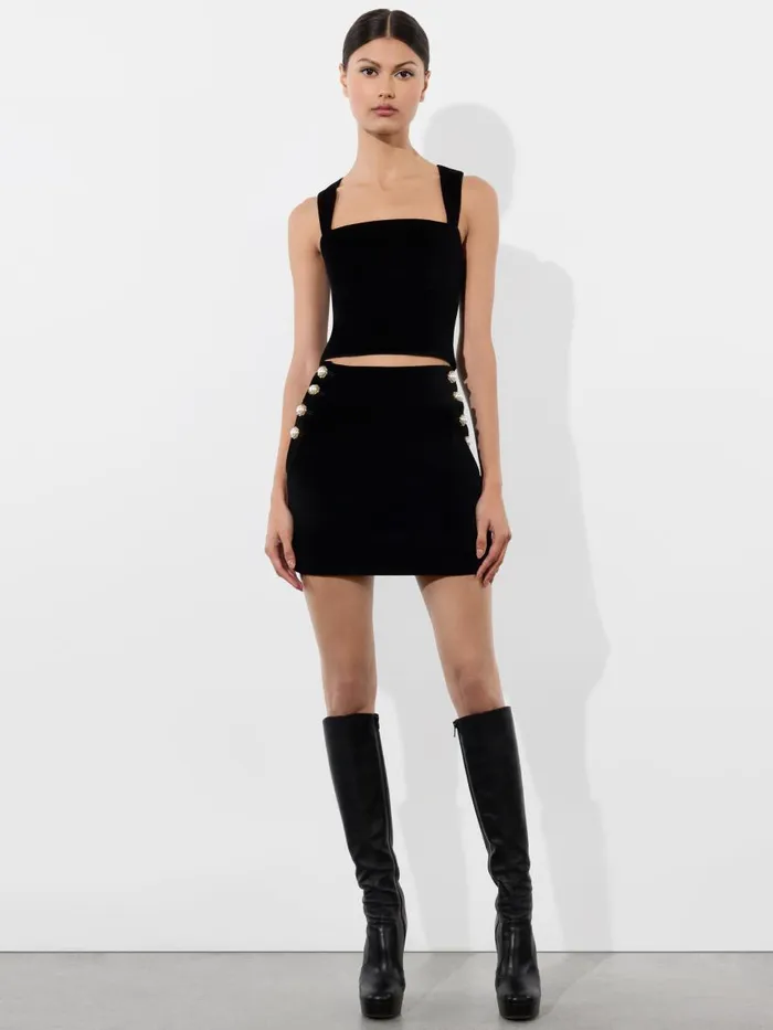 Tops Women Alice Olivia KERIA VELVET SLEEVELESS TOP Black