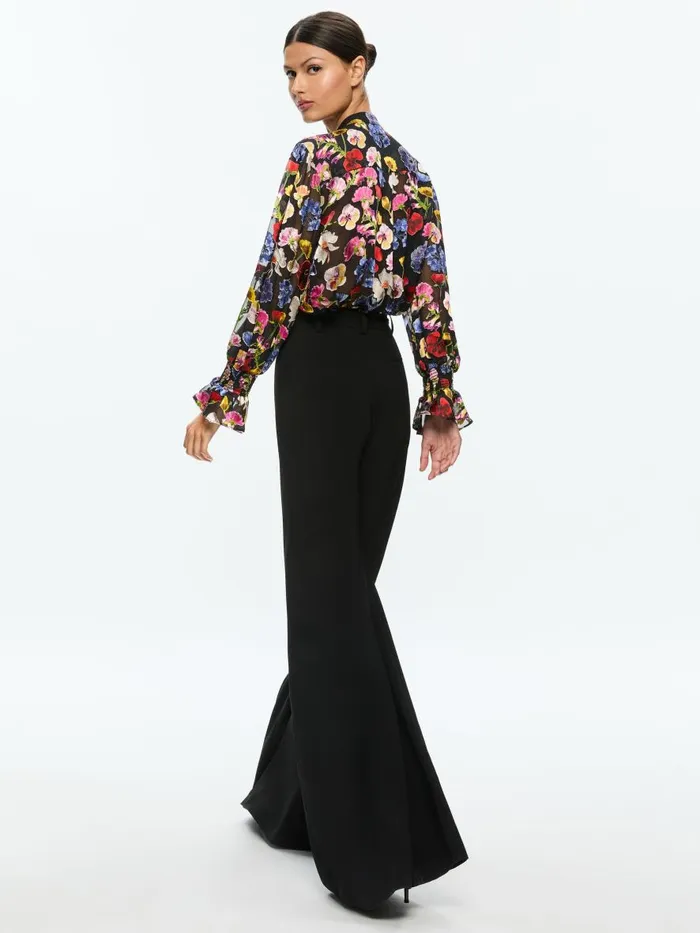 Tops Women Alice Olivia ONICA COLLARED BLOUSE Timeless Blossom
