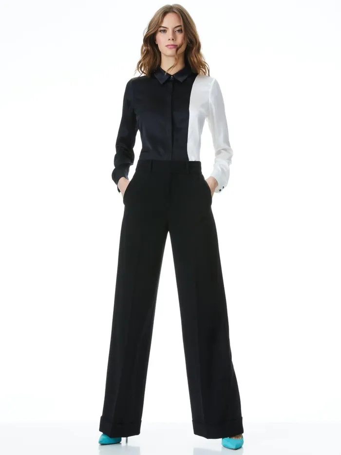 Tops Women Alice Olivia WILLA PLACKET TOP Almondblack
