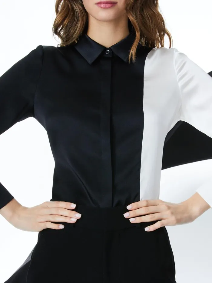 Tops Women Alice Olivia WILLA PLACKET TOP Almondblack