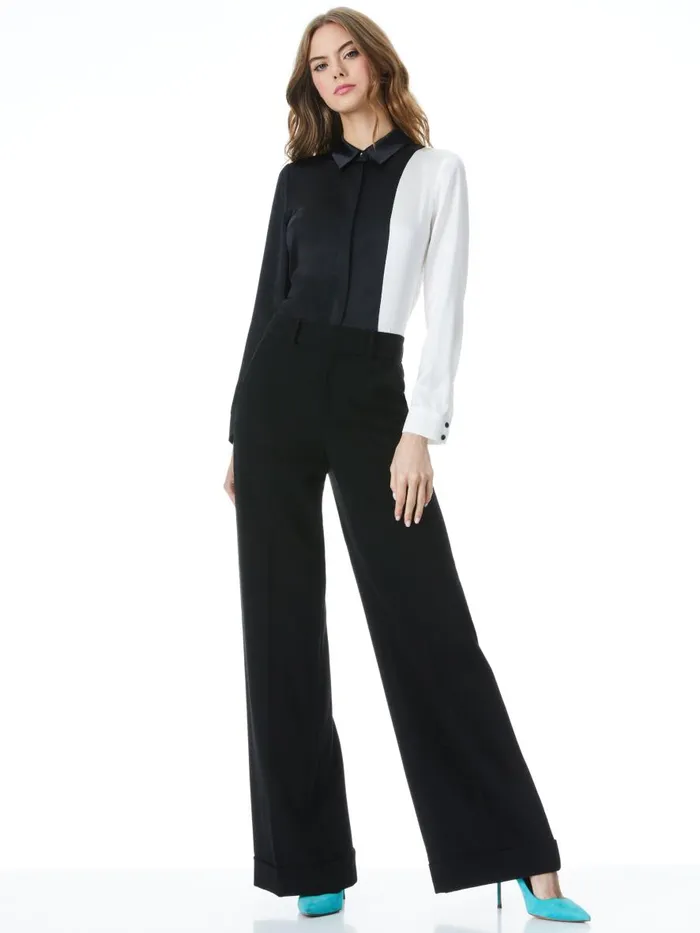 Tops Women Alice Olivia WILLA PLACKET TOP Almondblack