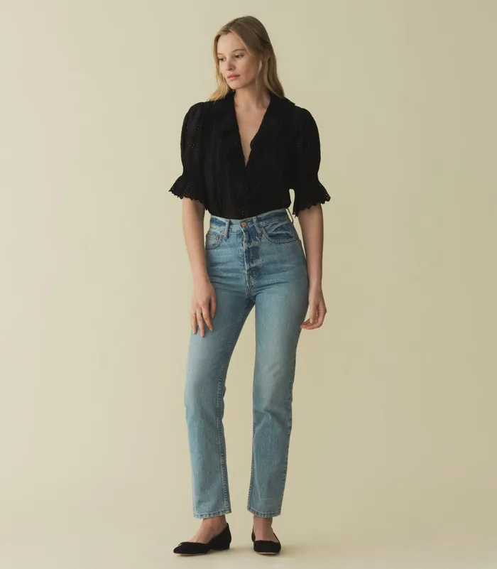 Tops Women DEN Henri Top Black Eyelet Tops Women DEN Henri Top Black Eyelet