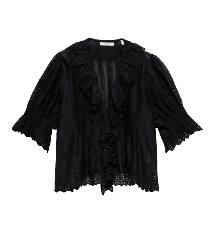 Tops Women DEN Henri Top Black Eyelet Tops Women DEN Henri Top Black Eyelet