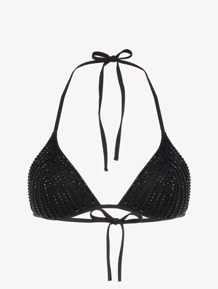 Triangle Bikini Top In Black With Beading Swim La Perla Bikinis