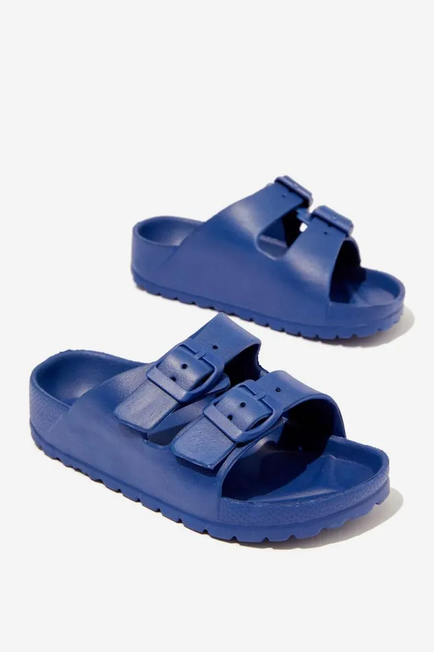Twin Strap Slide In The Navy GirlsBoys Cotton On Flats and Sandals Twin Strap Slide In The Navy GirlsBoys Cotton On Flats and Sandals