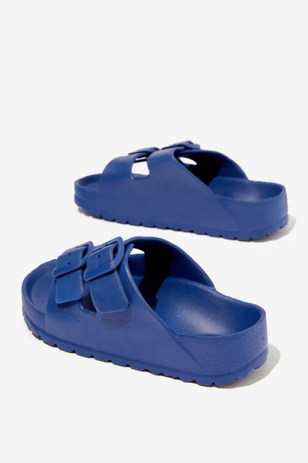 Twin Strap Slide In The Navy GirlsBoys Cotton On Flats and Sandals Twin Strap Slide In The Navy GirlsBoys Cotton On Flats and Sandals