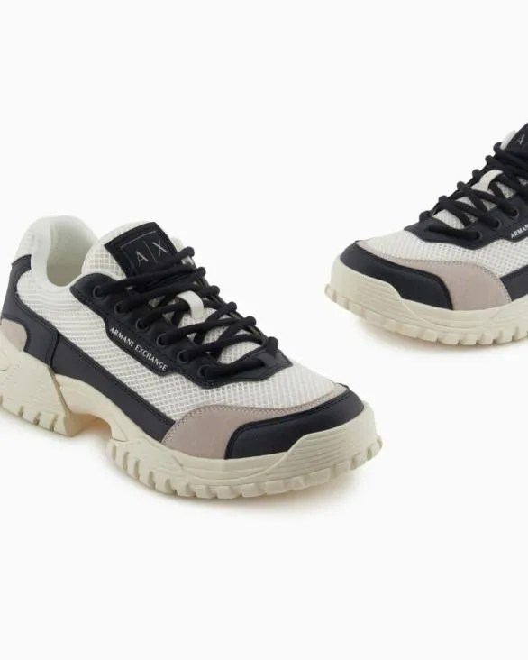 Twotone Sneakers With Grip Sole Navyblue Men Armani Sneakers Twotone Sneakers With Grip Sole Navyblue Men Armani Sneakers