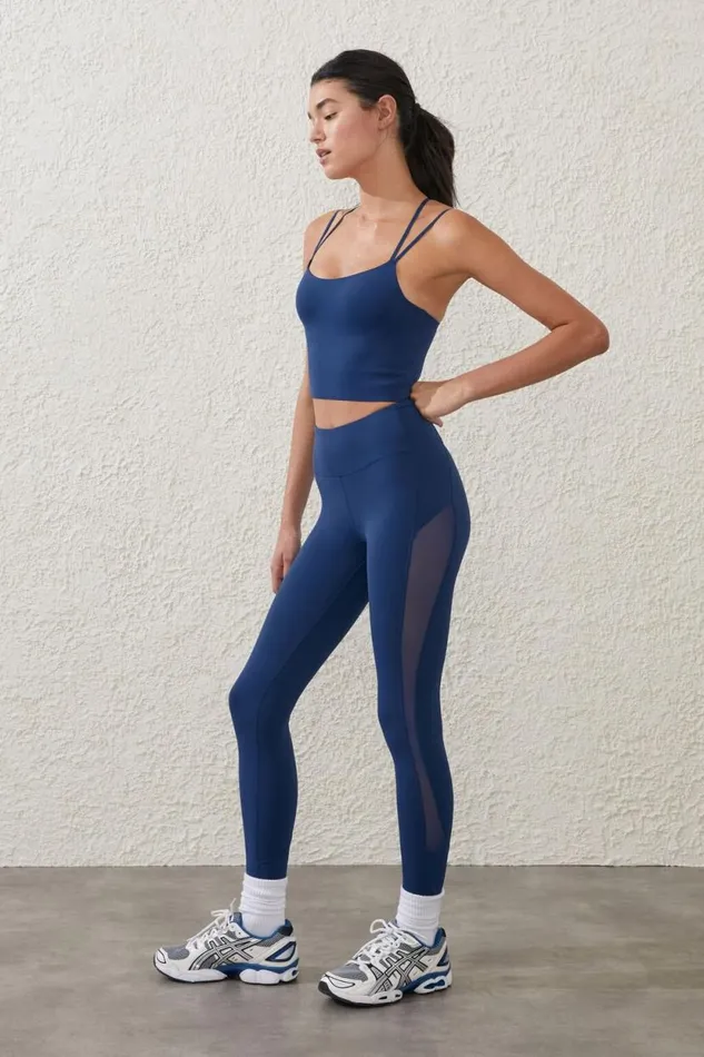 Ultra Luxe Mesh Panel 78 Tight Navy Peony Mesh Women Cotton On Pants