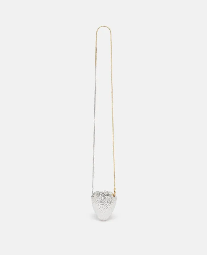 Unisex Bags Stella McCartney StrawberryShaped DoubleChromatic Brass Clutch Palladiumgold