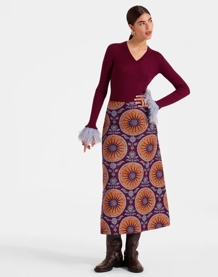 VNeck High Kick Top Solid Burgandy Women La Double J Knitwear VNeck High Kick Top Solid Burgandy Women La Double J Knitwear