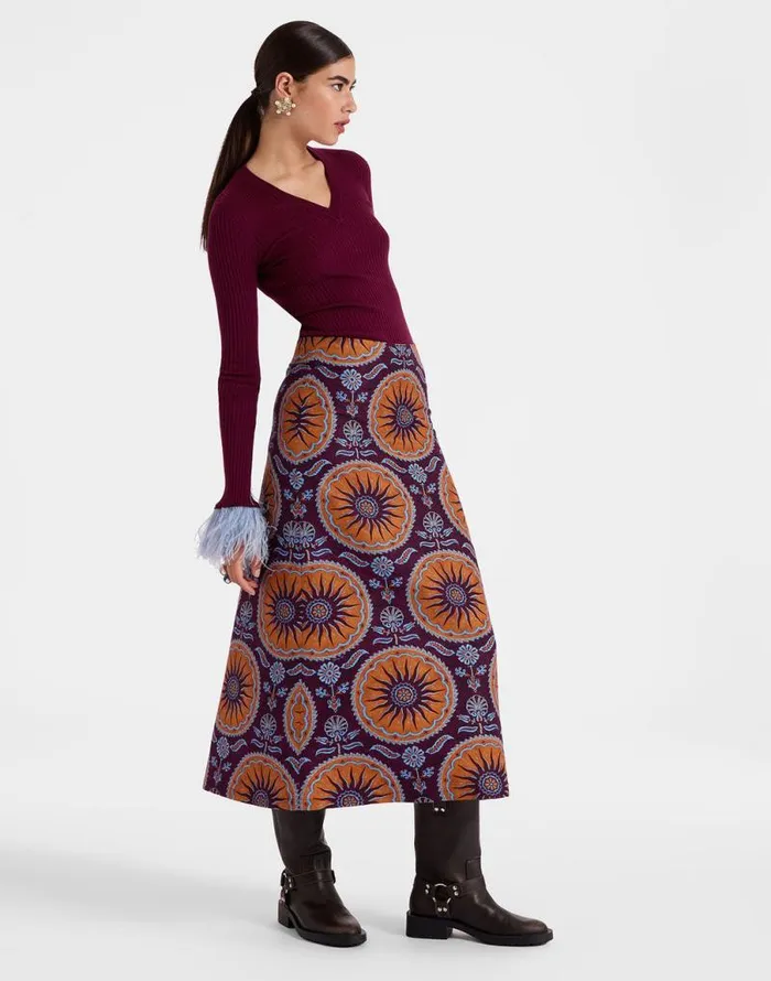 VNeck High Kick Top Solid Burgandy Women La Double J Knitwear VNeck High Kick Top Solid Burgandy Women La Double J Knitwear