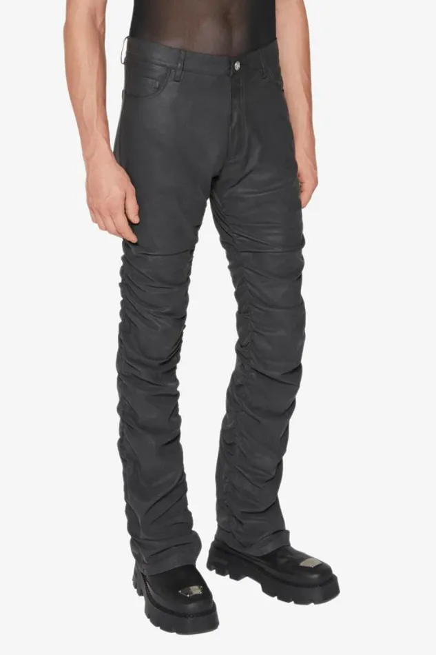 Vegan Leather Ruched Trousers Black Men MISBHV Trousers