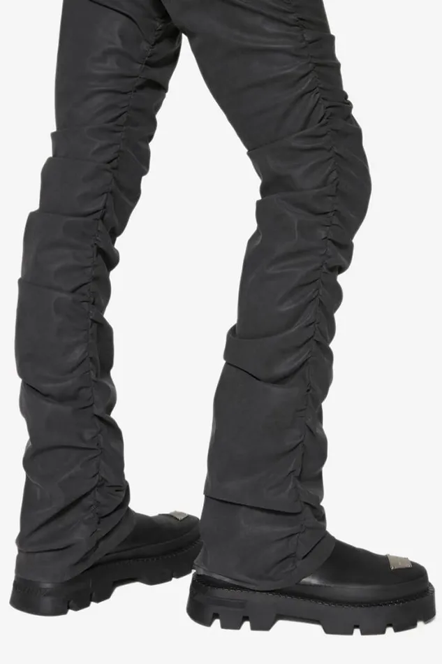 Vegan Leather Ruched Trousers Black Men MISBHV Trousers