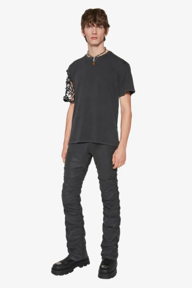 Vegan Leather Ruched Trousers Black Men MISBHV Trousers