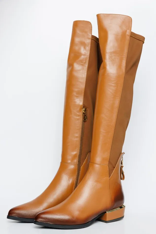 Vinci Leather Boots and Booties The Fairoks Tan Leather Knee High Boot 8211 Women