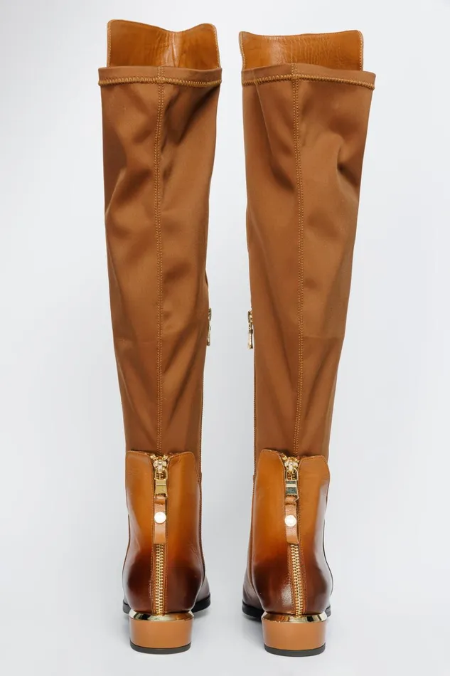 Vinci Leather Boots and Booties The Fairoks Tan Leather Knee High Boot 8211 Women