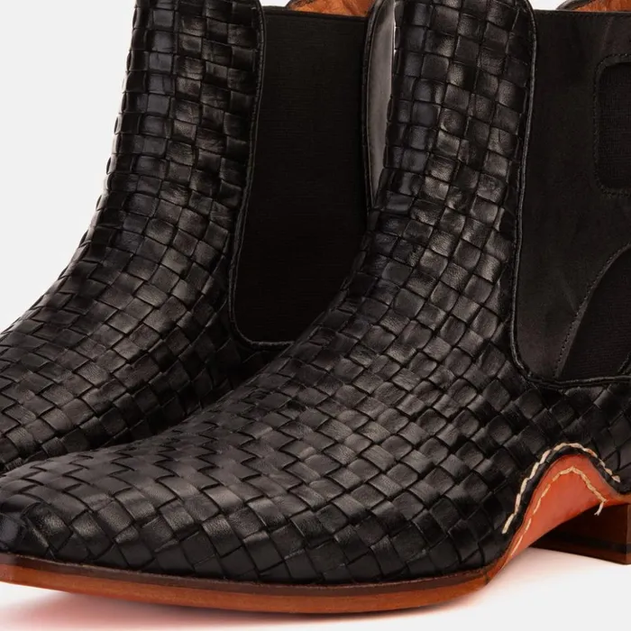 Vinci Leather Boots The Rolls Boot Woven Black Leather Double Monk Strap Handmade Shoe 8211 Men