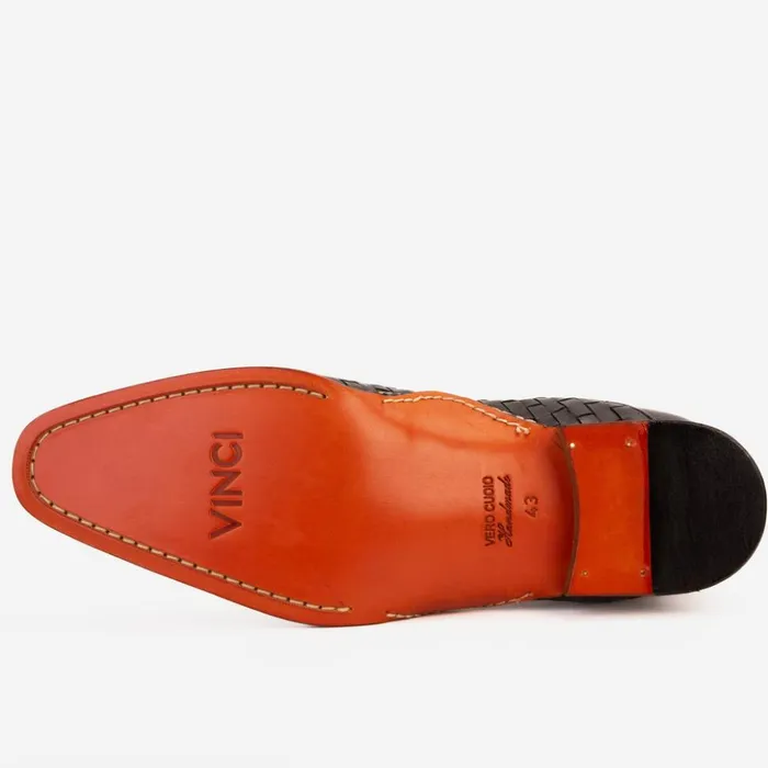 Vinci Leather Boots The Rolls Boot Woven Black Leather Double Monk Strap Handmade Shoe 8211 Men